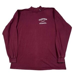 Vintage Eagle USA Wakefield Baseball Mock Neck‎ Shirt XL Maroon Made in USA